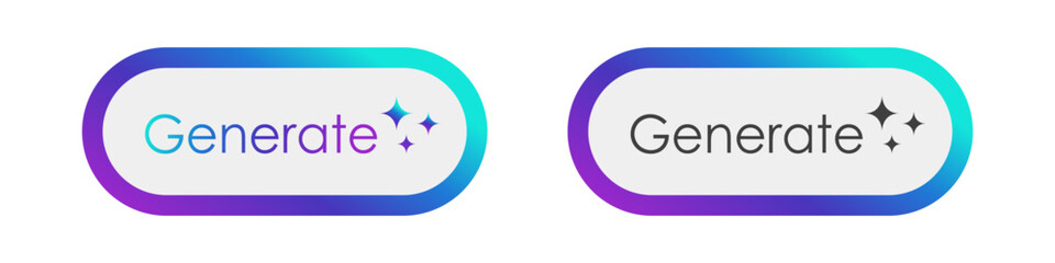 Generate AI button bar. Artificial intelligence and machine learning technology concept for command prompt to generate ideas. Vector illustration.
