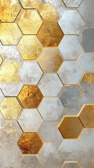 Fototapeta premium Abstract gold and silver hexagon pattern background.