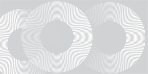 Abstract white glowing geometric lines on gray background. Modern shiny blue circle lines pattern. Futuristic technology concept. Suit for cover, poster, banner, brochure, header, website vector