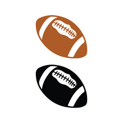 American football silhouettes and color versions on white background vector