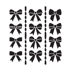 Gift boxes with ribbon icons Set. Gift box flat line silhouette on white background gift box with ribbon silhouette vector.