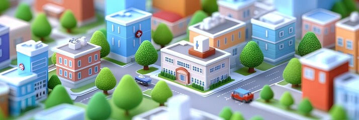 2D animation hospital concept for healthcare, health insurance, and medical care