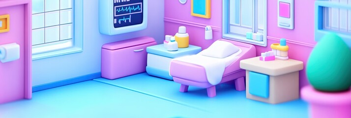 2D animation hospital concept for healthcare, health insurance, and medical care