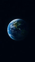 Fototapeta premium Nightly Planet Earth in dark outer space. Civilization. Elements of this image furnished., with white tones