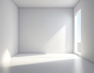 Fototapeta premium Sunlit Empty Room Minimalist White Interior Design