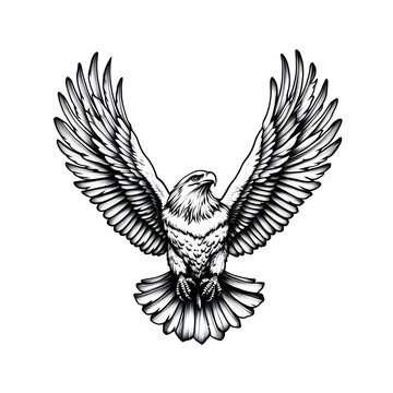 recommend clip art: Majestic Eagle Sketch Tattoo Design   Symmetrical Minimalist Line Art on White