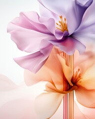 Obraz premium Elegant Pastel Flowers Delicate Watercolor Floral Arrangement Artistic Botanical Design