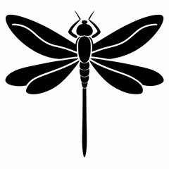 Dragonfly vector silhouette black design white background
