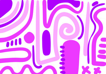 Fototapeta premium Abstract hand drawn pink organic shapes background