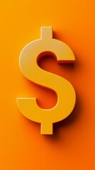 Obraz premium Large, three dimensional, orange dollar sign stands out against a vibrant orange backdrop, symbolizing wealth, investment, and the us economy