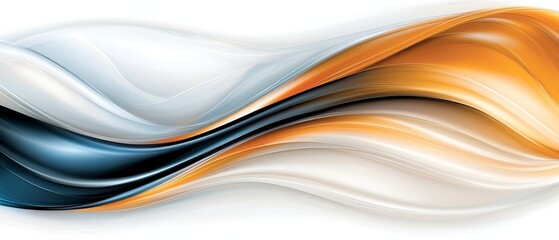 Obraz premium Abstract Swirling Waves Orange Blue and White Dynamic Flow Design