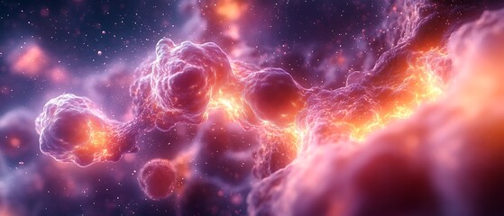 Obraz premium A vibrant depiction of cosmic clouds and energy in space.