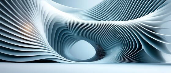 Abstract 3D Render Swirling Blue and White Architectural Design Modern Interior Futuristic Structure