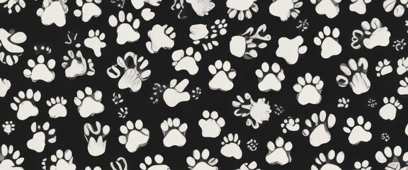 Doodle Dog Paw Bone Pattern Seamless Isolated ,  bone pattern,  dog bone vector