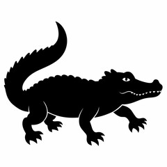 Alligator vector silhouette black design white background