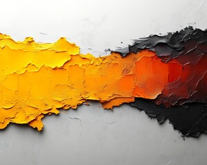 Abstract art, yellow, orange, black paint texture.