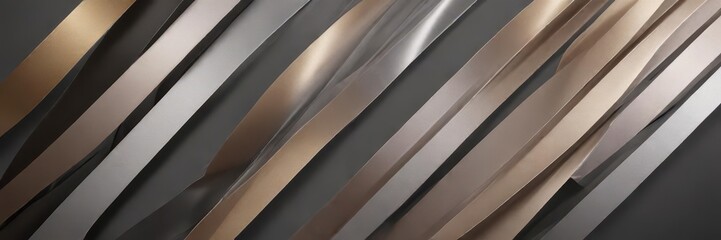 Obraz premium Geometric design of metallic and satin ribbons in a diagonal pattern, satin, abstract