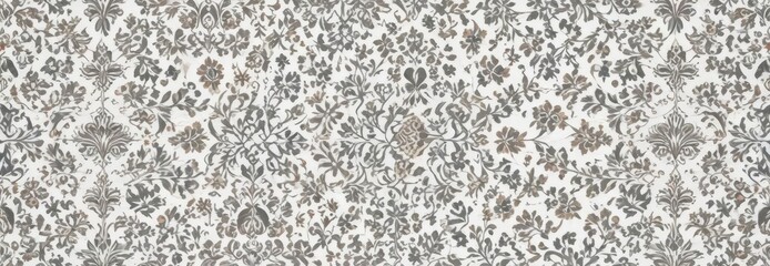 Geometric damask seamless vector pattern with intricate floral and trefoil motifs on a white background, damask,  vector pattern