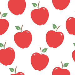 Seamless pattern with red apples on white.