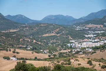 Summer in national park la Sierra de Grazalema, Andalusian white villages touristic route in Spain