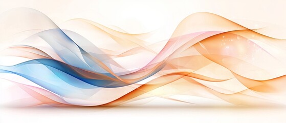 Naklejka premium Abstract Swirling Waves Blue Orange and Pink Translucent Flowing Design