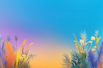 Fototapeta premium Vibrant Outback Sunset Flora - A vibrant image depicting colorful flora against a sunset backdrop, symbolizing growth, serenity, warmth, beauty, and the Australian landscape.