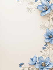 Obraz premium Floral illustration with blue flowers on beige background