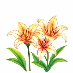 Lily flower isolated on white background 