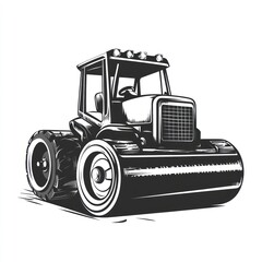 Naklejka premium A powerful road roller machine ready for work