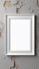Blank White Frame on Distressed Textured Wall
