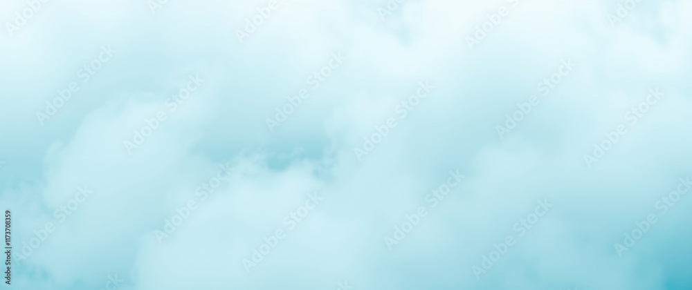 Poster Light blue sky with fluffy clouds creating a relaxing atmosphere