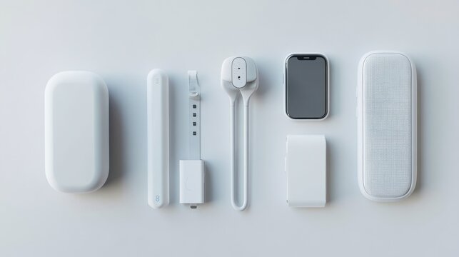 Modern Health Tracking Devices on Clean Background