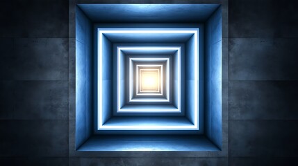 Abstract Neon Lit Concrete Tunnel Pathway