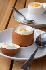 Soft boiled chicken egg