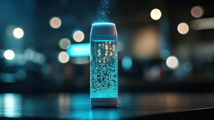 Innovative water bottle design urban setting product photography modern environment close-up view hydration concept