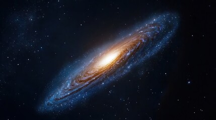 Fototapeta premium A spiral galaxy with a bright yellow spot in the center