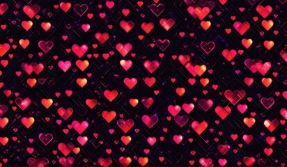 A vibrant pattern of hearts intertwined leaves, creating a dynamic and romantic design.