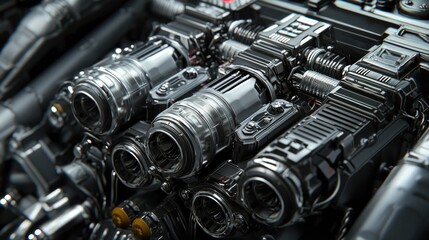 Fototapeta premium Futuristic Engine: A Close-Up of a Sleek, High-Tech Machine