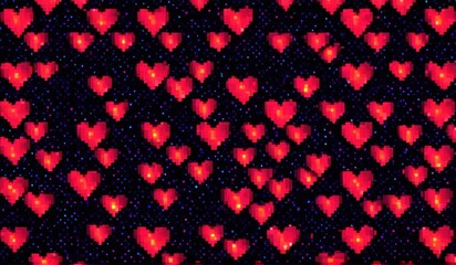 A vibrant pattern of hearts intertwined leaves, creating a dynamic and romantic design.