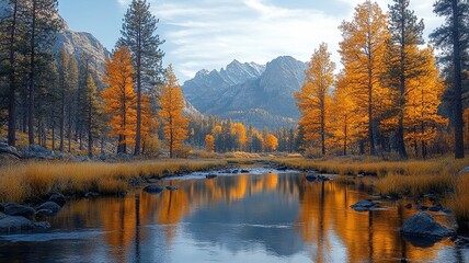 Obraz premium Autumn Reflections in a Mountain River