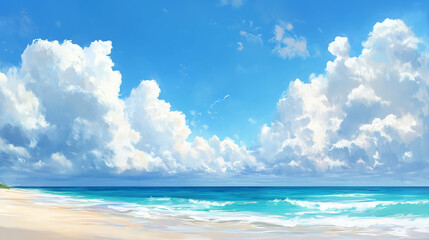 Fototapeta premium Sky Blue Stunning Fluffy Clouds Perfect Day