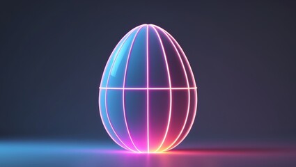 Neon Illuminated Geometric Egg Shape Design