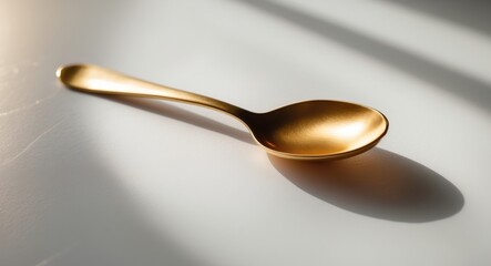Gold Spoon on White Surface in Natural Light