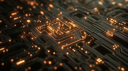 Obraz premium Illuminated Circuit Board Abstract Technology Design