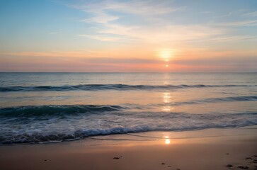 Naklejka premium 夕焼け, 空, 海, 太陽, 日の出, 水, 雲, 雲, 自然, 海, 風景, 浜, オレンジ, 