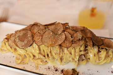 Italian pasta with truffle mushrooms