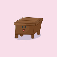 Cute wooden school table isolated on colorful background.