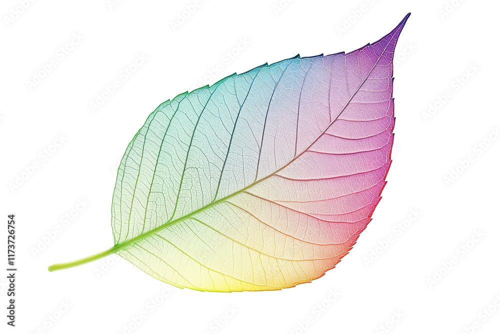 Poster colorful translucent leaf isolated on white background for artistic and design purposes showcasing n