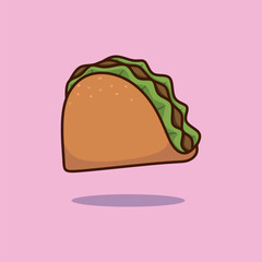 Cute Taco Vector Icon Illustration. Food Cartoon Character Isolated. Flat Cartoon Style.