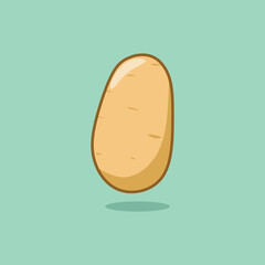 Kawaii potato character illustration. Isolated on green background. Potato character concept.